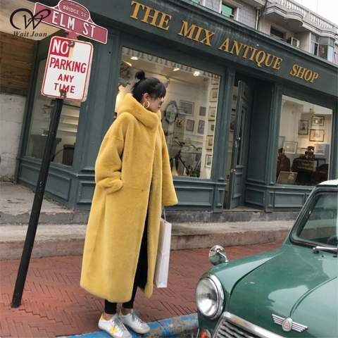 Winter Faux Mink Fur Coat Women Winter Long Coat 2022 Female Hooded Thick Warm Faux Fur Jacket Ladies Loose Plush Coat Oversized ► Photo 1/6