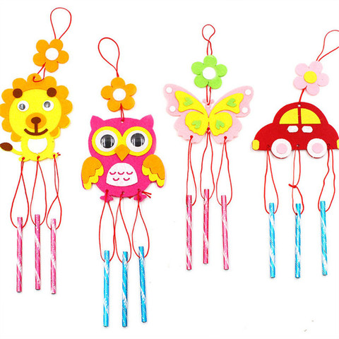 4Pcs/set Children DIY Wind Chimes Handmade Craft Toy Kits Wind Bell Arts Cartoon Hangings Stickers Kids Windbell Toys For Girls ► Photo 1/6