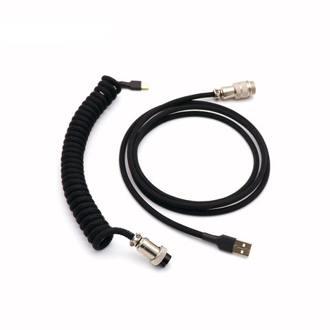 Angitu Double Sleeved Coiled Mechanical Keyboard Cable USB to TYPE C With GX16 Aviator ► Photo 1/1