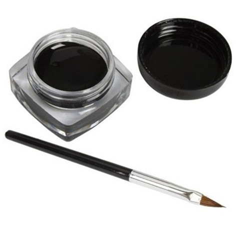 Cosmetic Waterproof Eye Liner Pencil Make Up black Liquid Eyeliner Shadow Gel Makeup + Brush Black Liquid Eyeliner ► Photo 1/6