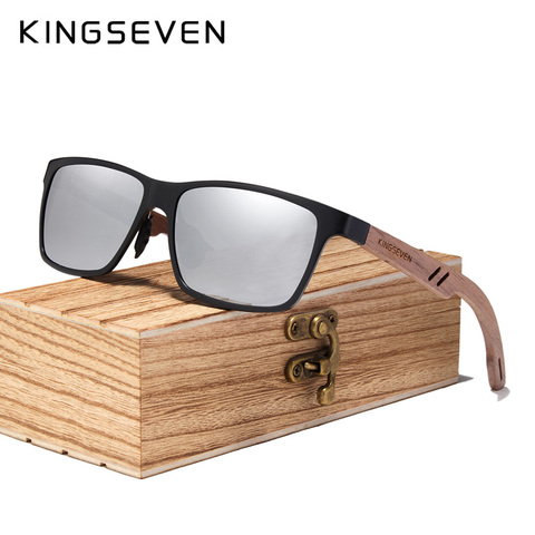KINGSEVEN 2022 Wood Men Sunglasses Polarized Wooden Sun Glasses for Women Mirror Lens Handmade Fashion UV400 Eyewear Accessories ► Photo 1/6
