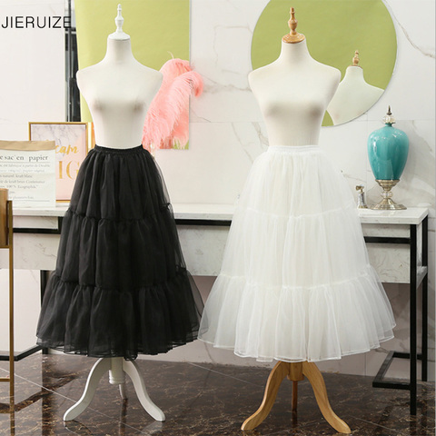 JIERUIZE White Black Organza Petticoats 80cm long Crinoline Bridal Petticoats Underskirt For Wedding Dress ► Photo 1/4