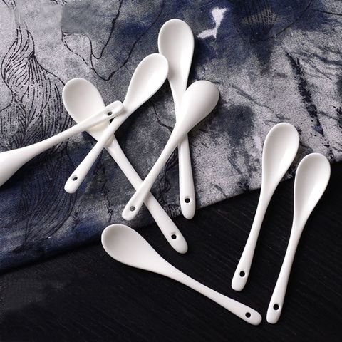 1Pc S/L Porcelain Coffee Pure White Spoons Mini Kitchen Ceramic Tea Sugar Dessert Ice Cream Spoon Bone Ceramic Flatware dropship ► Photo 1/6