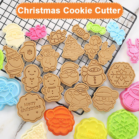 Christmas Cookie Plunger Cutters Fondant Cake Mold Biscuit Sugarcraft Cake Decorating Tools ► Photo 1/5