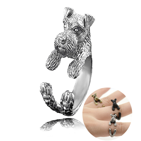 Fei Ye Paws Miniature Schnauzer & Rat Terrier Dog Ring Men Anel Animal Pet Dog Wedding Rings Gift For Women Girls Friends Ring ► Photo 1/6