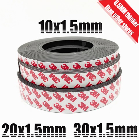1Meters self Adhesive Flexible Magnetic Strip 10*1 20*1 30*1  1M Rubber Magnet Tape width 10mm 20mm 30mm thickness 1.5mm ► Photo 1/6