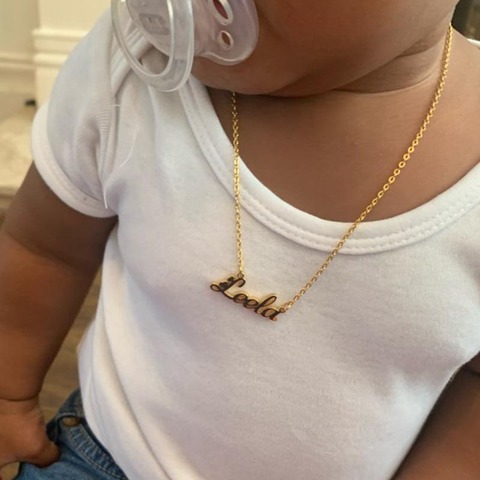 Baby Jewelry Personalized Name necklace Children Necklace baby Girl Boy Necklace Custom Name Chain Gold stainless steel chain ► Photo 1/6