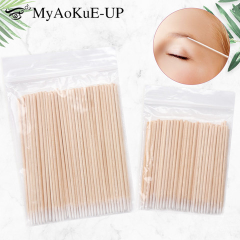 Disposable Ultra-small Cotton Swab 500pcs Lint Free Micro Brushes Wood Cotton Buds Swabs Eyelash Extension Glue Removing Tools ► Photo 1/6