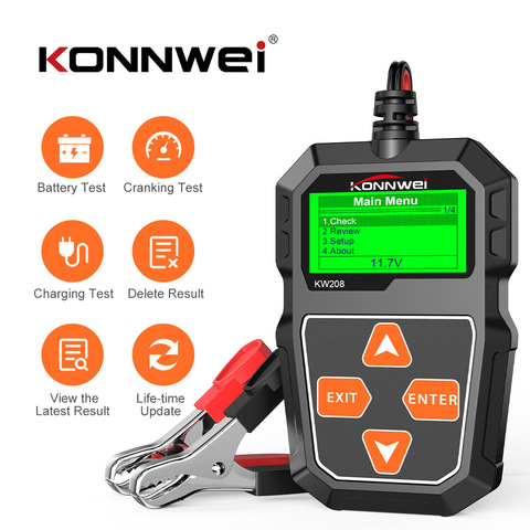 KONNWEI KW208 Car Battery Tester 100-2000CCA Charging Cranking Auto Battery Tester Analyzer 12V Car Diagnostic Tool PK BST100 ► Photo 1/6