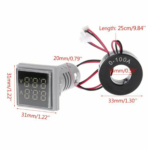 1PCS Mini LED Digital Dual Display Voltmeter Ammeter Meter Voltage Current Tester AC 60-500V 0-100A Display Gauge ► Photo 1/6