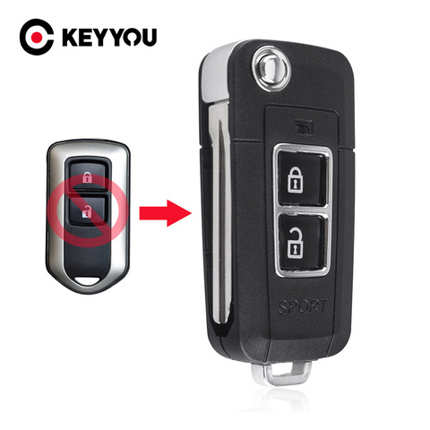 KEYYOU 2 Buttons Modified Flip Folding Remote Key Case Shell For Toyota Camry Prado Highlander Yaris Vios Car Key Case ► Photo 1/6