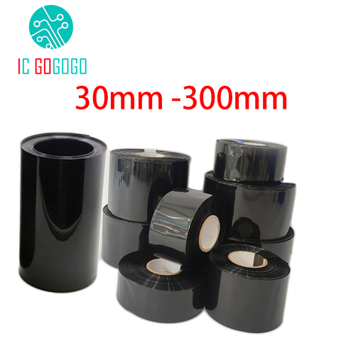 30mm -300mm Black Color 18650 Lithium Battery Pack Heat Shrink Tube Wrap Cover Skin PVC Shrinkable Film Pipe Sleeves Insulating ► Photo 1/5