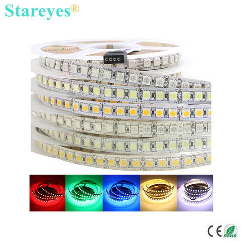 SMD 5050 120 LED 5m DC12V DC24V RGB Ice blue LED Strip Light IP20 IP65 IP67 Waterproof Flexible LED Tape Ribbon Home Decoration ► Photo 1/6