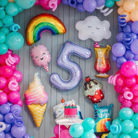 1pcs Pink Donuts Candy Ice Cream Popcorn Foil Foil Happy Birthday Sweet Kids Toy Candy Baby Shower Outfit Party Accessories ► Photo 1/6