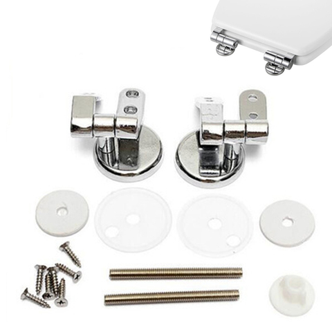 Universal Adjustable Pair of Replacement Chrome Toilet Seat Hinge Set With Fittings One Pair Chrome Effect Toilet Seat Hinges ► Photo 1/6