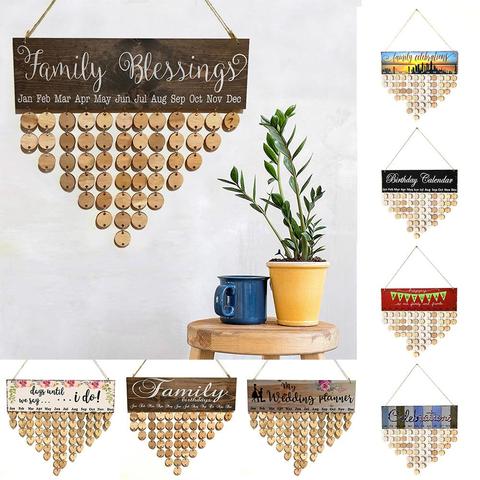 Special Days Family Friends Birthday Dates Sign DIY Calendar Reminder Wood Board Hanging Decor Календарь напоминания ► Photo 1/6