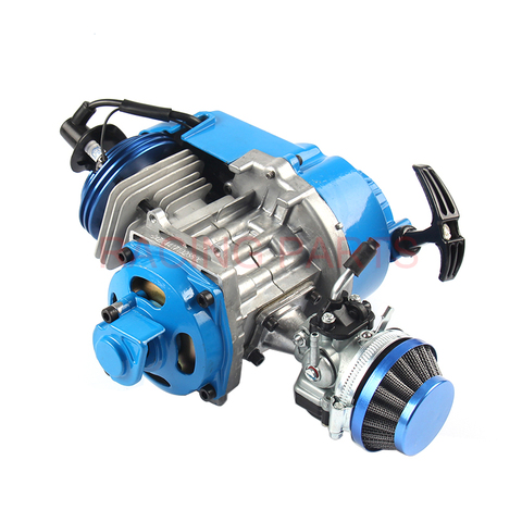 49CC Engine Aluminum Pull Start 15MM Carburetor CNC head Air filter Mini Moto Pocket ATV Quad Buggy Dirt Pit Bike Blue ► Photo 1/6