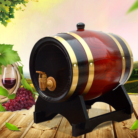 1.5/3L Wooden wine barrel Oak Beer Brewing Equipment Mini Keg Home Brew Beer Keg Tap Dispenser for Rum Pot Whisky Wine ► Photo 1/6