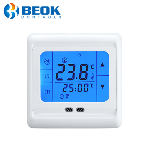 TOL58-EP Floor Heating Thermostat Regulator with White, Blue, Green Backlight Large Keypad Thermostat with Temperature Sensor ► Photo 1/6