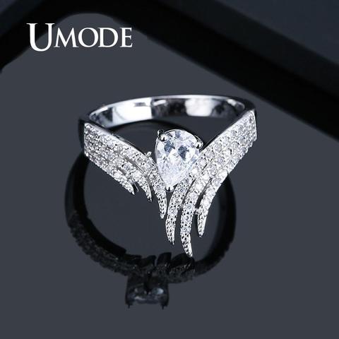 UMODE Hands Finger Rings for Women Waterdrop Cubic Zirconia Rings Girls Wedding Engagement Rings Fashion Jewelry Gifts UR0581 ► Photo 1/6