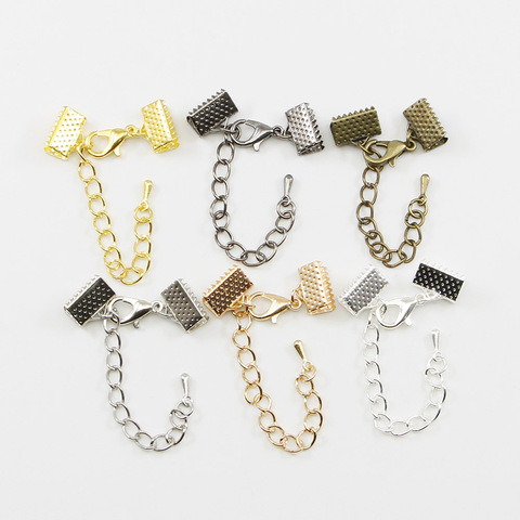 10Pcs Ribbon Leather Cord End Fastener Clasps Extender Chain Lobster Clasps Connectors For Jewelry Making Diy Bracelet Findings ► Photo 1/6