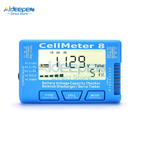 LCD Digital Battery Capacity Checker CellMeter RC CellMeter8 2-8S 4-8S Servo LiPo Li-lon NiMH Battery Tester RC CellMeter7 ► Photo 1/6