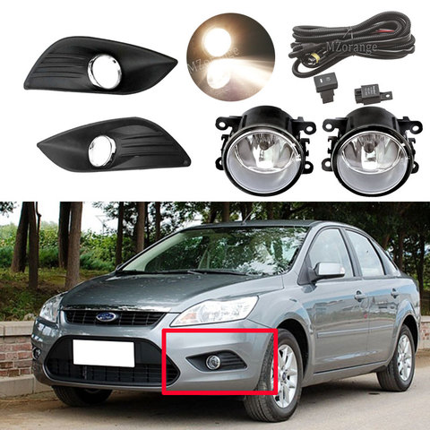 LED fog lights for Ford Focus sedan 2009-2011 fog light headlight covers fog lamps frame halogen Grille Harness switch wires kit ► Photo 1/6