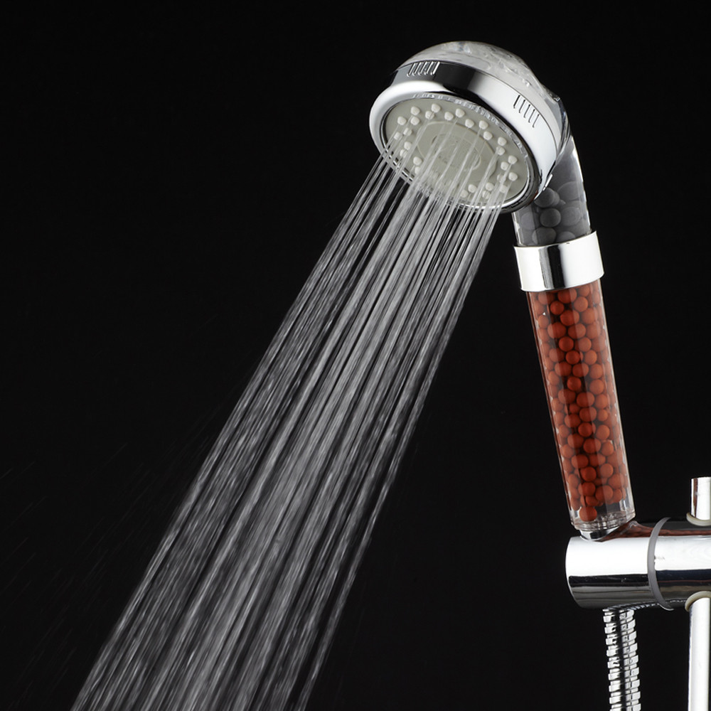 3 Filter Ionic Filtration Heads High Pressure Shower Head Bathroom Water Saving 