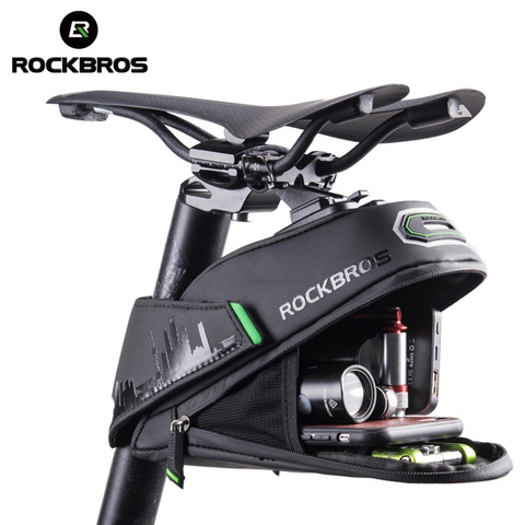 Rockbros Bicycle Saddle Bag Seat Bike Cycling Pack Accessories Waterproof Refletive Strap-On Black ► Photo 1/1
