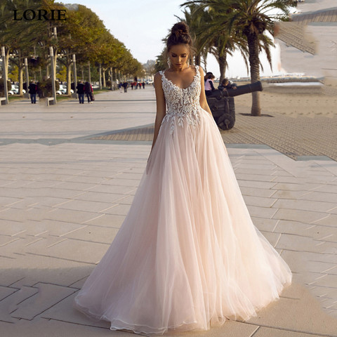 LORIE Princess Wedding Dress 2022 V-neck Backless Bride Dress 3D Appliques Wedding Gowns Vestido Novia ► Photo 1/4