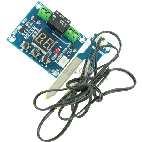 XH-M214 12V Soil Humidity Sensor Controller Irrigation System Automatic Watering Module Digital Display Humidity Controller Red ► Photo 1/6