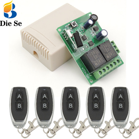 433MHz Universal Wireless Remote Control DC 24V 2CH rf Relay Receiver and Transmitter for Universal Garage door and gate Control ► Photo 1/6