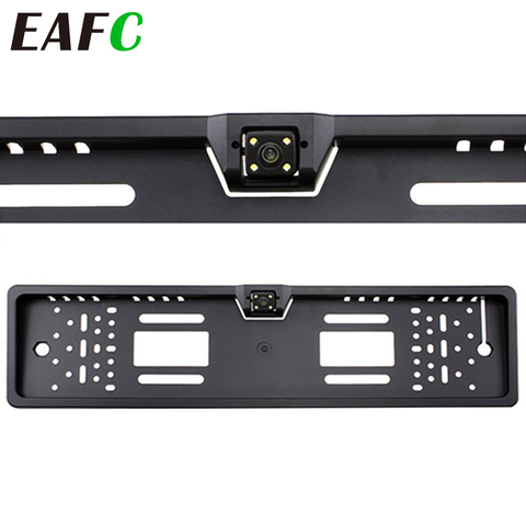 Auto Parktronic European Car License Plate Frame Auto Reverse Backup Rear View Camera 4 LED Light Universal CCD Night Vision ► Photo 1/6