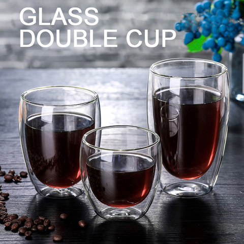 80/250/350/450ml Heat-resistant Double Wall Glass Cup Beer Coffee Cups Handmade Healthy Drink Mug Tea Mugs Transparent Drinkware ► Photo 1/6