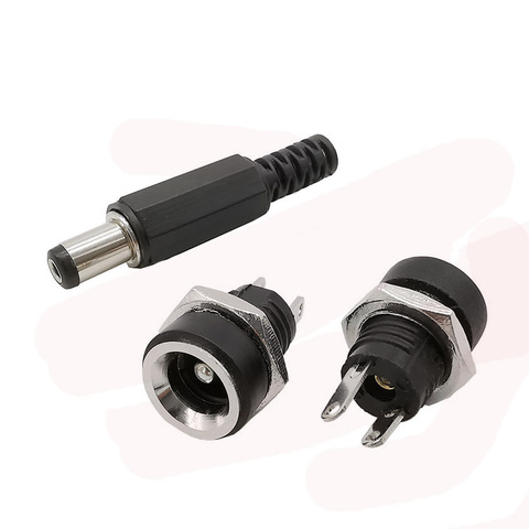 10PCS DC Power Connector pin 2.1x5.5mm Female Plug Jack + DC-022B Male Plug Jack Socket Adapter ► Photo 1/4