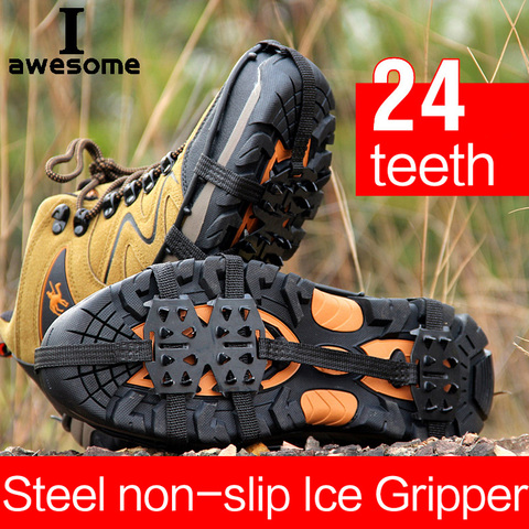 24 Teeth Ice Gripper For Shoes Women Men Crampons Ice Gripper Spike Grips Cleats For Snow Climbing Hiking шипы для обуви taca ► Photo 1/5