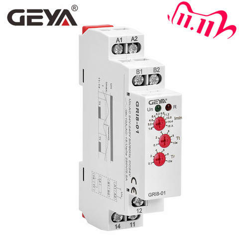 GEYA GRI8 Current Relay Monitoring Range Overcurrent Undercurrent Switch 0.05A-16A AC24-240V OR DC24V ► Photo 1/6