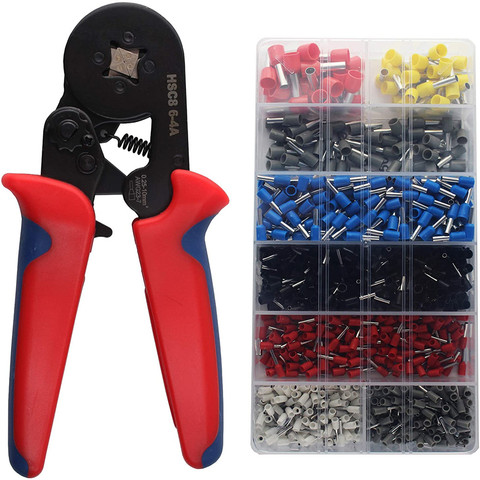 1200pcs Terminals for Tube Type Needle Type Terminal Crimp Self-adjusting Tool HSC8 6-4 0.25-10mm2 23-10AWG Crimping Pliers ► Photo 1/6