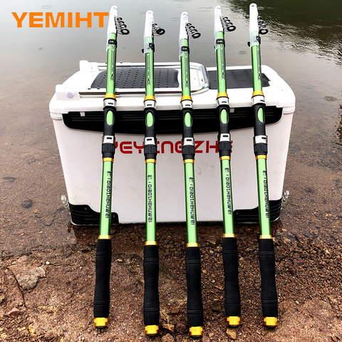 YEMIHT New Design White Spinning Fishing Rod FRP + Carbon Fiber Telescopic Fishing Rods 2.1M 2.4M 2.7M 3.0M 3.6M ► Photo 1/6