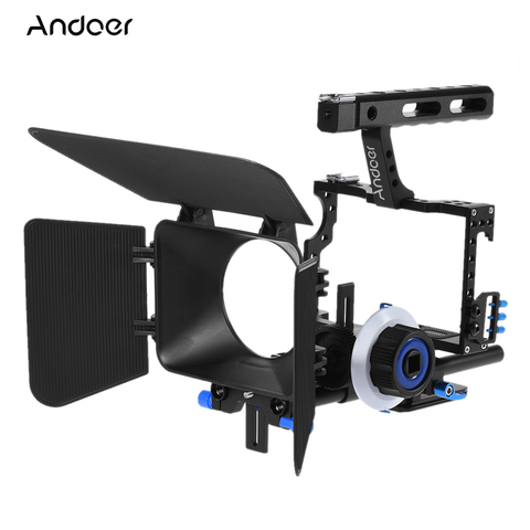 Andoer Aluminum Alloy Camera Camcorder Video Cage Rig Kit Film Making System with 15mm Rod Matte Box Follow Focus Handle Grip ► Photo 1/6