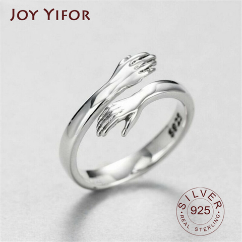 hot new 925 sterling silver European and American jewelry love hug ring retro fashion tide flow open ring GN601 ► Photo 1/5