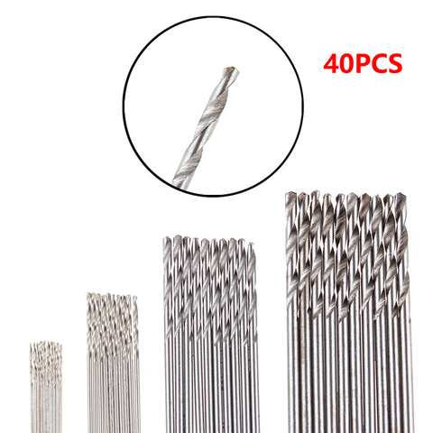 40Pcs/Set 0.5mm 0.8mm 1.5mm 2.0mm High Speed Steel HSS Mini Drill Twist Drill Bits Set for Woodworking Plastic And Aluminum ► Photo 1/5