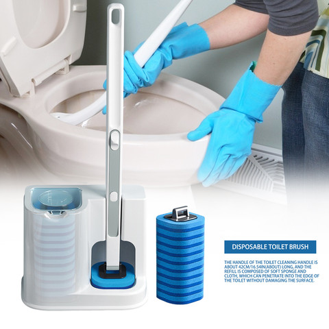 Disposable Bathroom Toilet Brush Cleaner With Long Handle No Dead Corner Cleaning Brush Replacement Brush Head And Plunger Set ► Photo 1/1