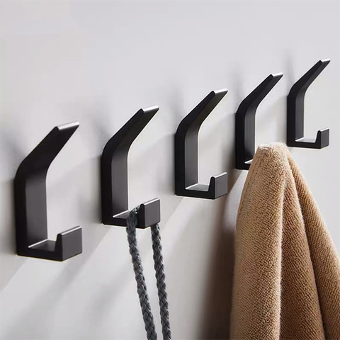 Double Hook Black White Towel Hook For Bathroom Clothes Hook For Bedroom Robe Hook Coat Hook For Livingroom Kitchen Accessories ► Photo 1/6
