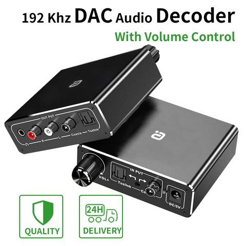 192kHZ Digital to Analog Audio Converter Hifi DAC Amp 3.5mm Headphone Amplifier Coaxial Output Toslink to RCA Decoder AC3 ► Photo 1/6