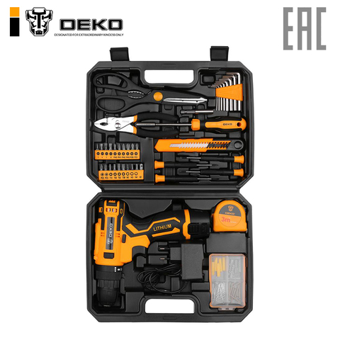 Cordless drill Deko banger, tool set 93 Ave. 2 battery. 1.8Ач ► Photo 1/6