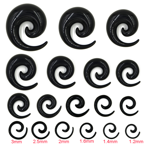 2pcs/lot Black&White Acrylic Spiral Ear Gauges Ear Taper Stretching Plugs and Tunnel Expanders Body Piercing Jewelry 1.6mm-24mm ► Photo 1/6