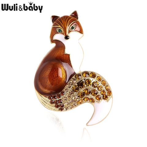 Wuli&baby Rhinestone Enamel Fox Brooches For Women Animal Party Causal Brooch Pins Gifts ► Photo 1/6