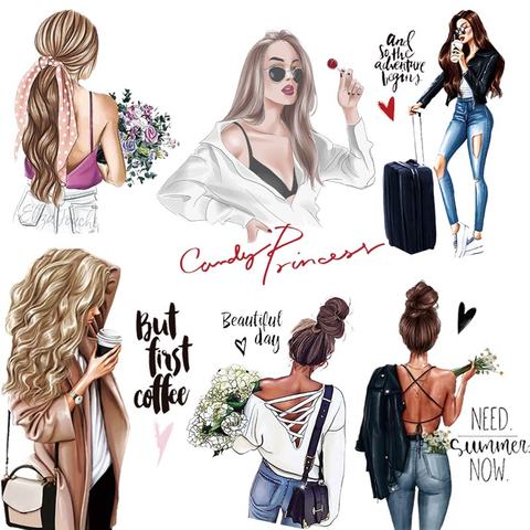 Beautiful Girl Patch Thermo-sticker For Clothes Patches heat-adhesive Clothing Thermoadhesive Iron-on Transfers For Clothing ► Photo 1/6