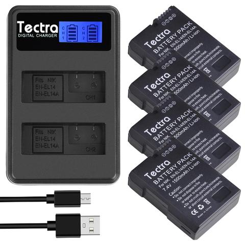 1500mAh 4x EN-EL14A EN-EL14  ENEL14 Battery+LCD USB Dual Charger for Nikon D3100 D3200 D3300 D3400 D3500 D5600 D5100 D5200 P7000 ► Photo 1/6